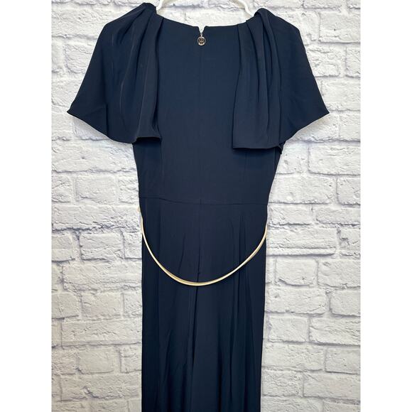 Tommy Hilfiger Navy 1-Piece Pant Jumpsuit Short Sleeve, Zip Back, Belt SZ 10 NEW - Picture 4 of 4